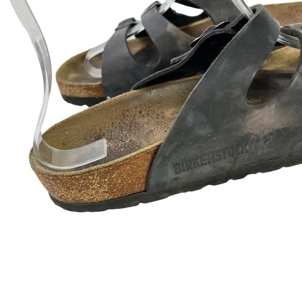 Birkenstock Florida Women's Black Genuine Leather Slides Sandals Shoes Flats  5